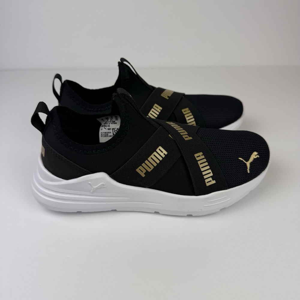 PUMA GIRLS BLACK SHOE WIRED RUN‎ SLIP ON SUMER JR 381 994-02 Size 2C - Picture 4 of 7